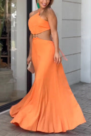 Sexy Halter Neck Backless Sleeveless Maxi Dress