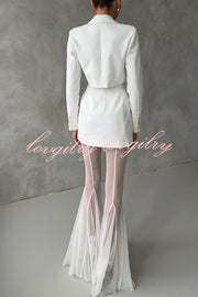 Deep Chic Mesh High Rise Elastic Waist Fishtail Stretch Pants