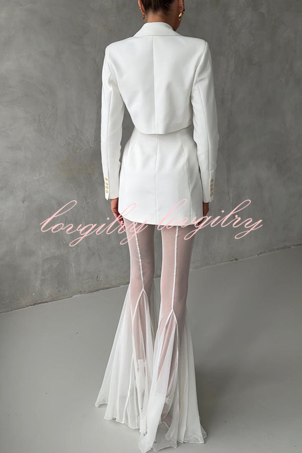Deep Chic Mesh High Rise Elastic Waist Fishtail Stretch Pants