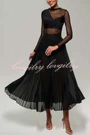 Modern Day Chiffon Pleated High Rise A-line Midi Skirt