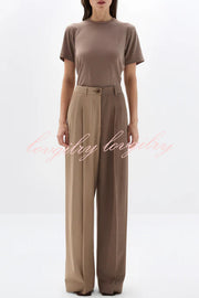 Girl Boss Avant-garde Contrast Colors Lapel Boyfriend Blazer and Pocketed Wide Leg Pants Set