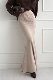 Caitlin Knit Stretch Fabric High Waist Fishtail Casual Maxi Skirt