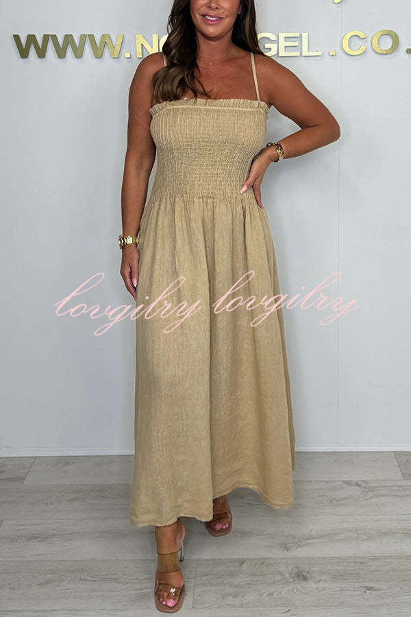 Solid Color Casual Short Jacket and Suspender Pleated Maxi Dress Set