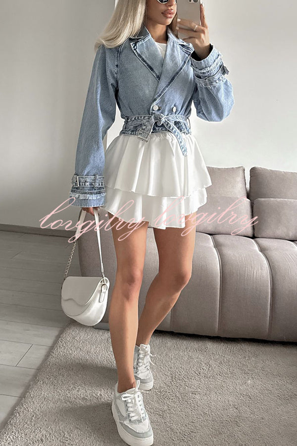 Fashion Lapel Long-sleeved Short Denim Jacket