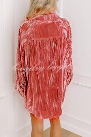 Solid Color Velvet Light-sensitive Drape Loose Shirt