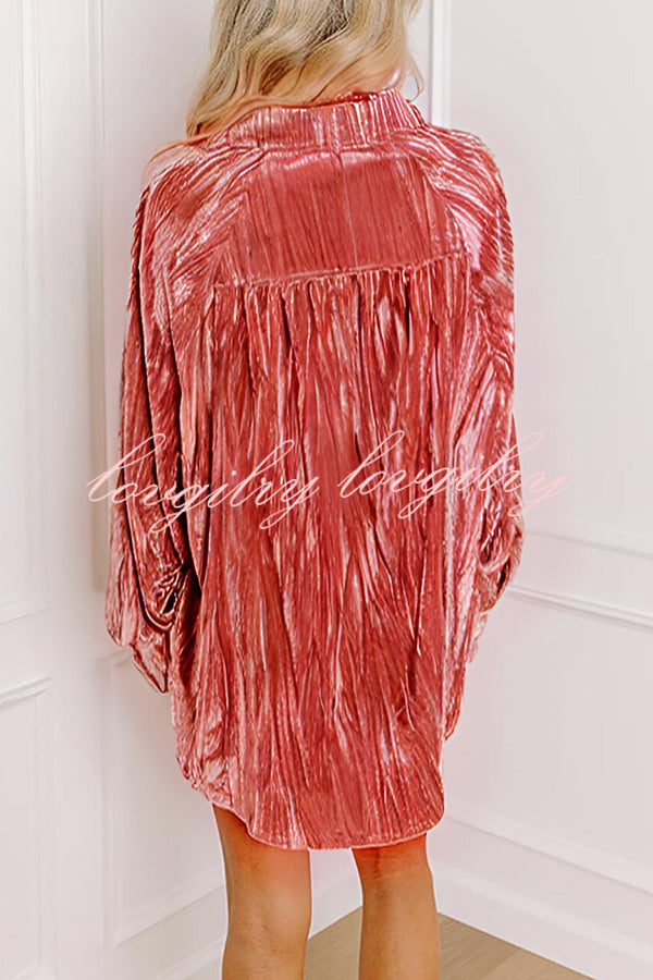 Solid Color Velvet Light-sensitive Drape Loose Shirt
