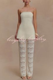 Anette Bandage Knit Strapless Stretch A-line Midi Top