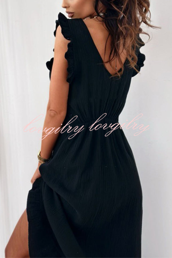 Solid Color Sleeveless V-Neck Casual Loose Maxi Dress