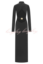 Sexy Backless Long-sleeved Stretch Slim-fit Maxi Dress