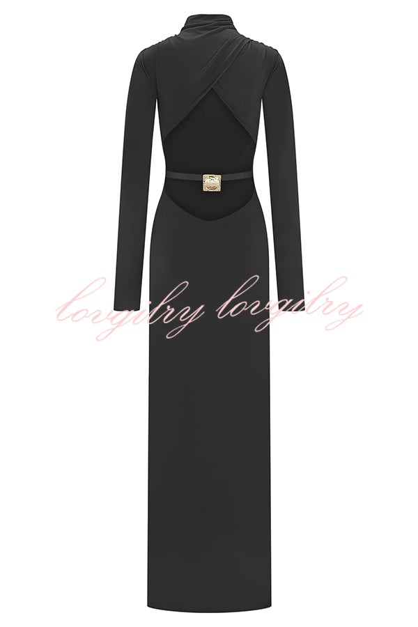 Sexy Backless Long-sleeved Stretch Slim-fit Maxi Dress
