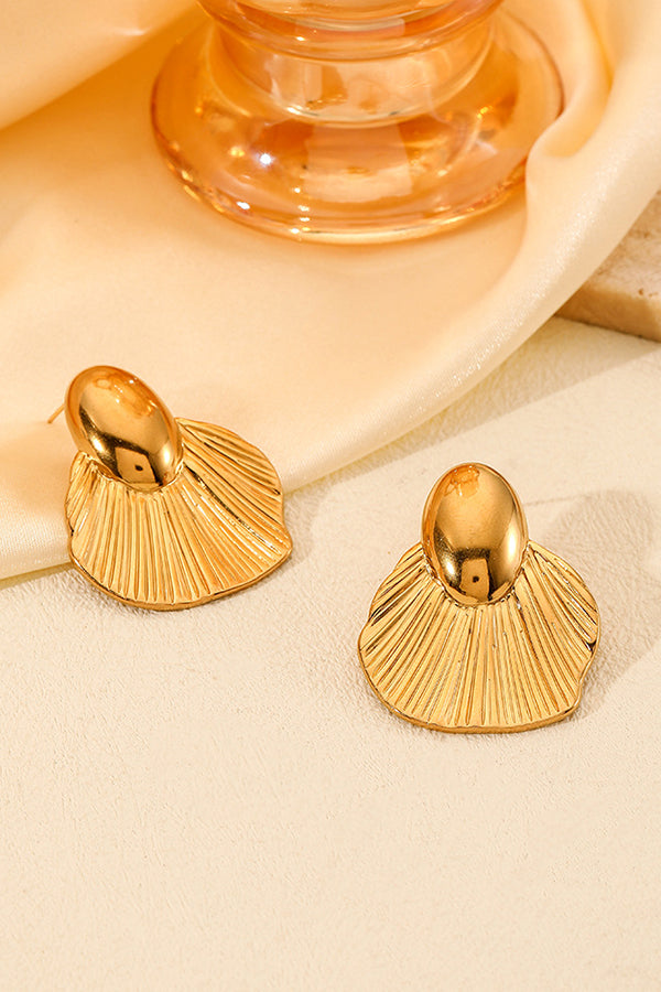 Fashion Stainless Steel Gold-plated Ginkgo Leaf Earrings