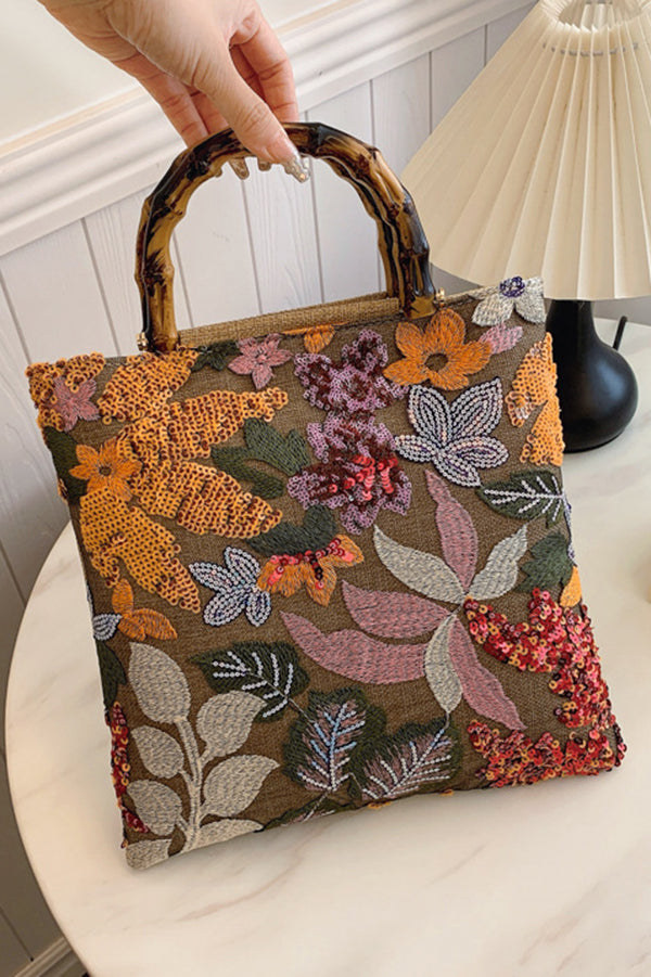 Colorful Sequin Vintage Embroidery Tote Bag