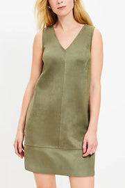 Found Your Style Faux Suede V-neck Sleeveless Shift Mini Dress