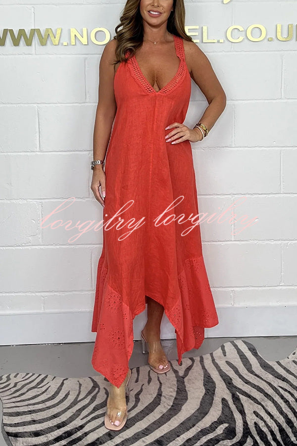 Solid Color V-neck Sleeveless Sexy Backless Irregular Maxi Dress