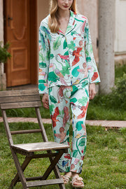 Parrot Print Home Long Sleeved Two-piece Set