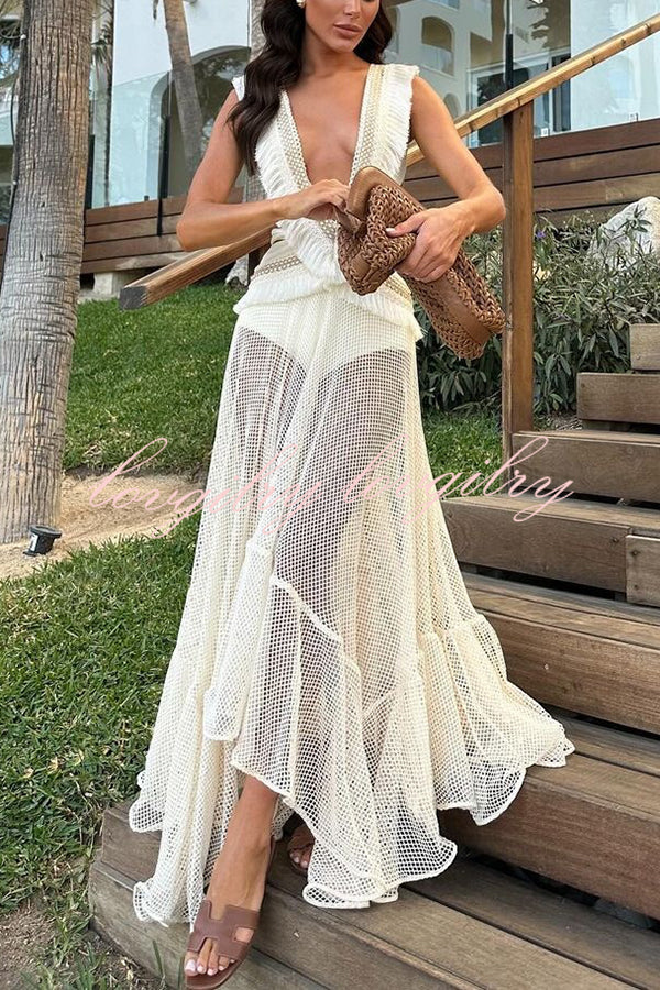 Sexy See-through Mesh Lace Resort Beach Skirt