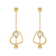 18K Gold Titanium Steel Heart-shaped Peach Heart Pearl Earrings