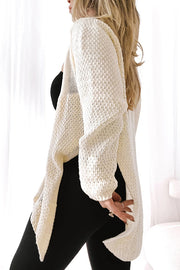 Solid Color Loose Long-sleeved Knitted Mid-length Cardigan