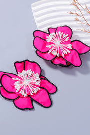 Fashionable Fabric Multi-layered Colorful Flower Earrings