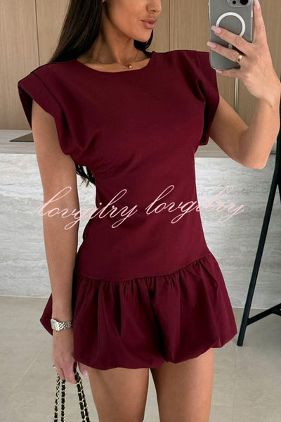 Solid Color Round Neck Sleeveless Ruffle Fitted Mini Dress
