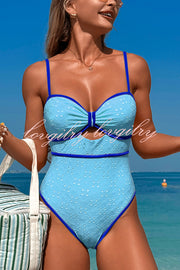 Fashion Contrast Color Hollow Stretch One-piece Swimsuit