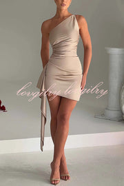 Sexy Slim Fit Backless One-shoulder Satin Mini Dress