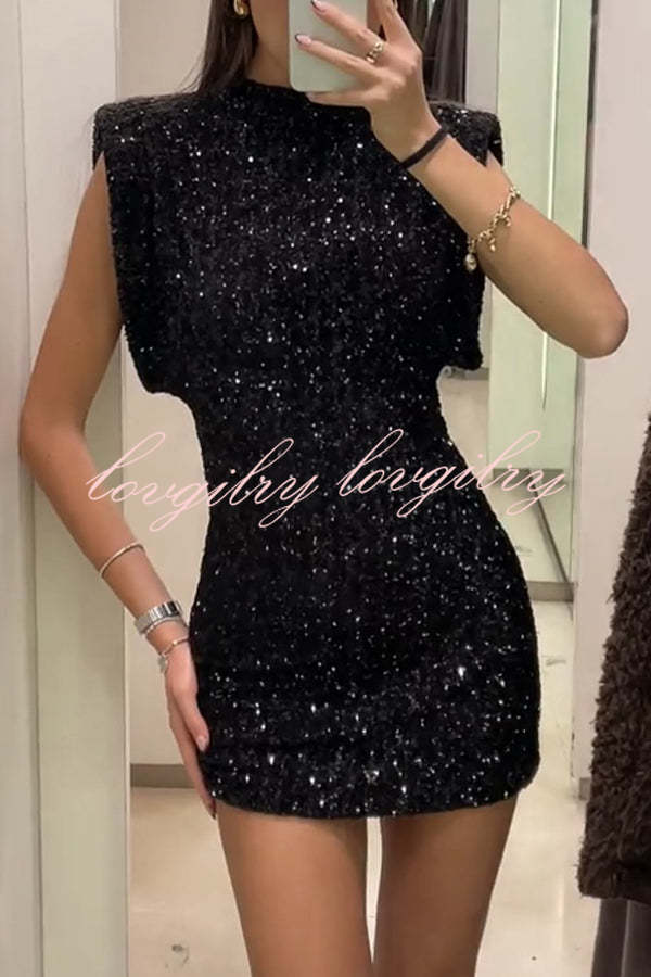 Adorable Sexy Vibes Sequin Wide Sleeve Mini Dress