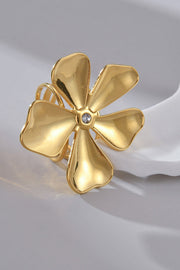 Elegant Flower-shaped Rhinestone-embellished Open Ring