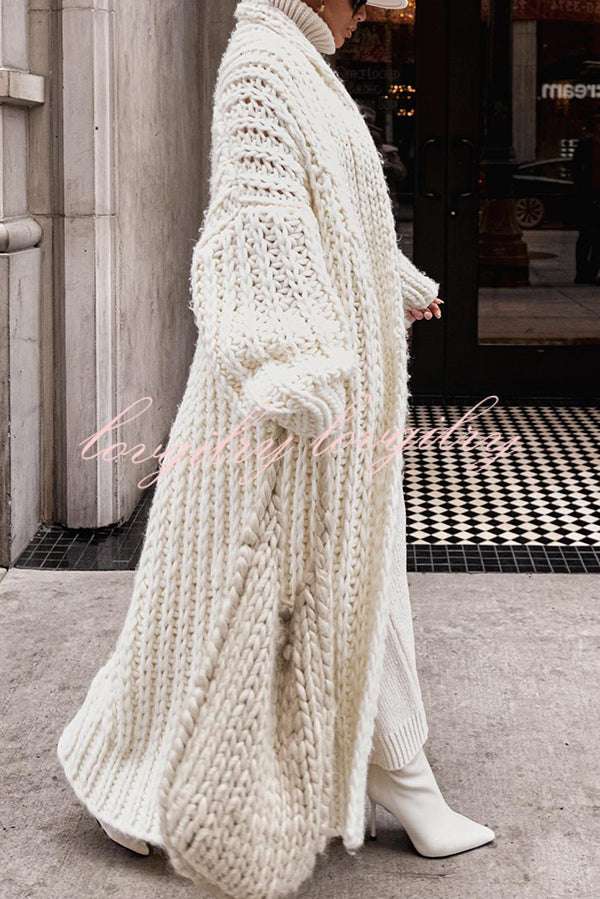 Embrace The Cold Solid Color Long Sleeve Knitted Loose Maxi Cardigan