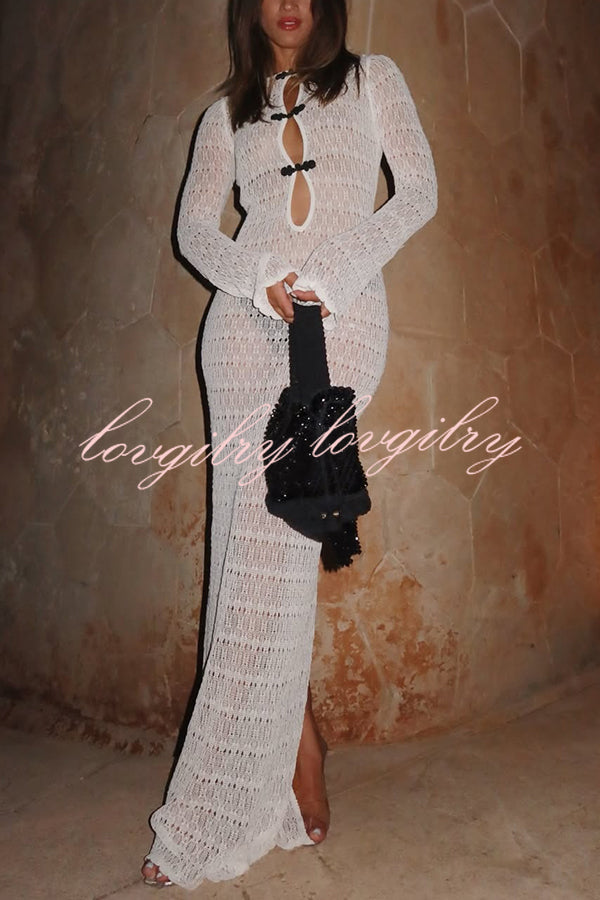 Sexy Backless Long-sleeved Knitted Slim-fit Maxi Dress