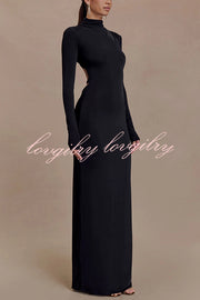 Sexy Backless Long-sleeved Stretch Slim-fit Maxi Dress