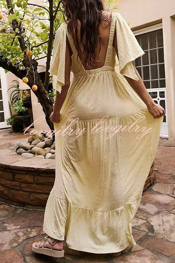 Sexy Backless V-neck Elastic Band Maxi Dress