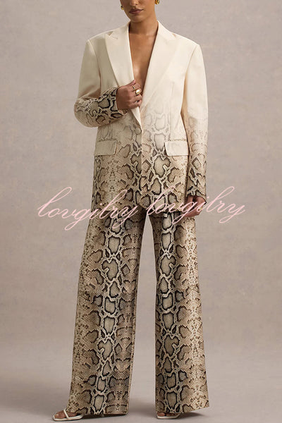 Hurley Ombre Snake Print Elastic Waist Pocketed Wide Leg Pants