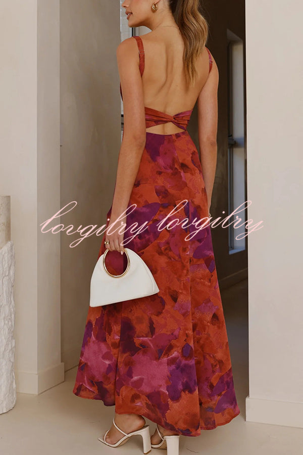 Fashion Tie-dye Backless Suspender Holiday Maxi Dress