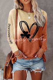 Valentine's Day Printed Round Neck Long Sleeve Top