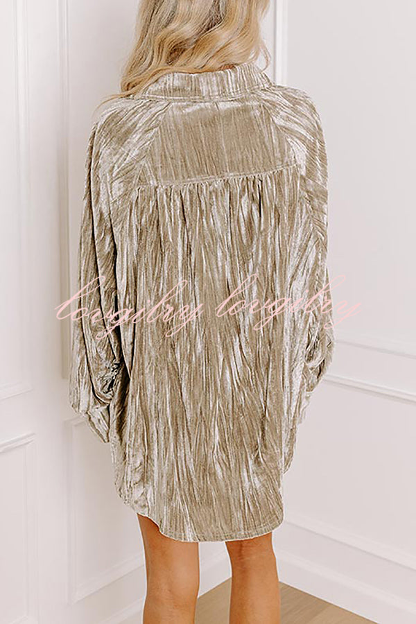 Solid Color Velvet Light-sensitive Drape Loose Shirt
