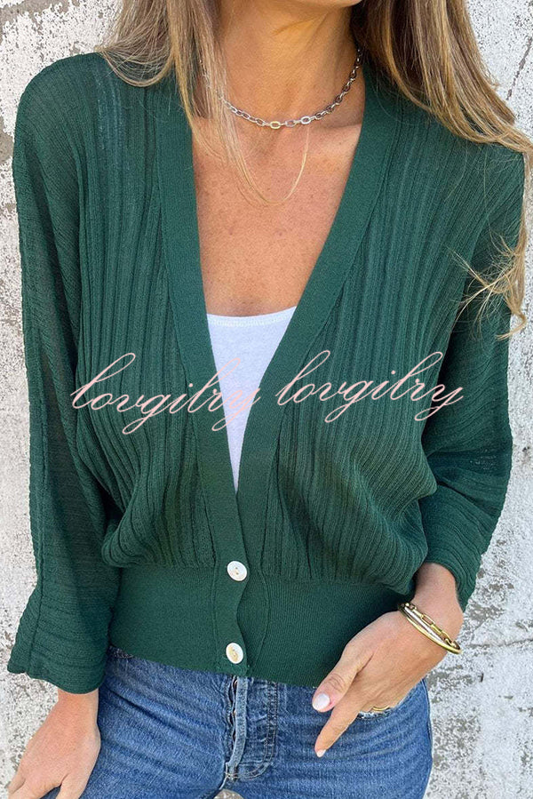 Solid Color Loose V-neck Long-sleeved Casual Knitted Sweater