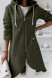 Lilipretty Juliana Solid Color Zip Up Hooded Coat