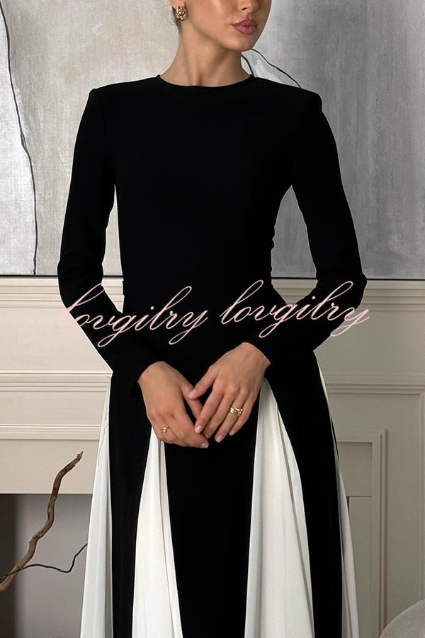 Getting Glam and Elegant Panelled Tulle Long Sleeve A-line Maxi Dress