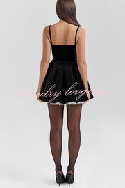 Year-end Dance Velvet Tulle Patchwork Sweetheart Neck Slip Mini Dress