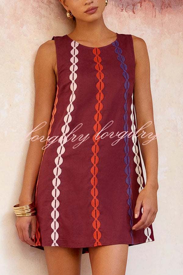 Unique Printed Round Neck Sleeveless Casual Loose Mini Dress