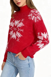 Christmas Snowflake Pattern Long-sleeved Loose Knit Sweater