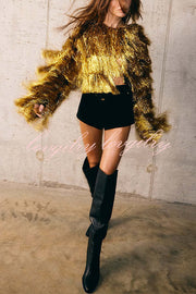 Start The Party Gold Foil Tassels Long Sleeve Jacket