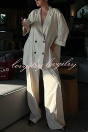 Fashionable Pleated Elastic Waist Tie Casual Pocket Wide-leg Pants