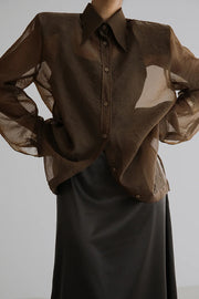 Retro Sheer Loose Long-sleeved Casual Shirt