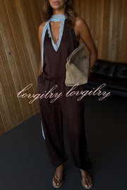 Sunday Social Satin Drawstring Elastic Waist Pocketed Loose Jogger Pants