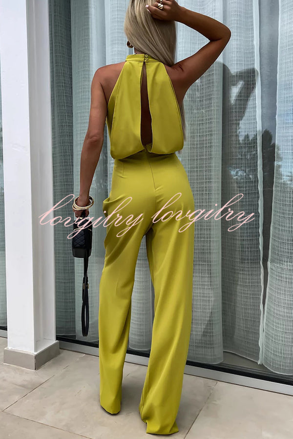 Fashionable Solid Color Sleeveless Hollow Slim Fit Jumpsuit