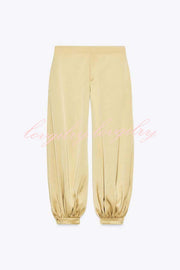 City Phantom Satin High Rise Pocket Aladdin Bloomers Pants