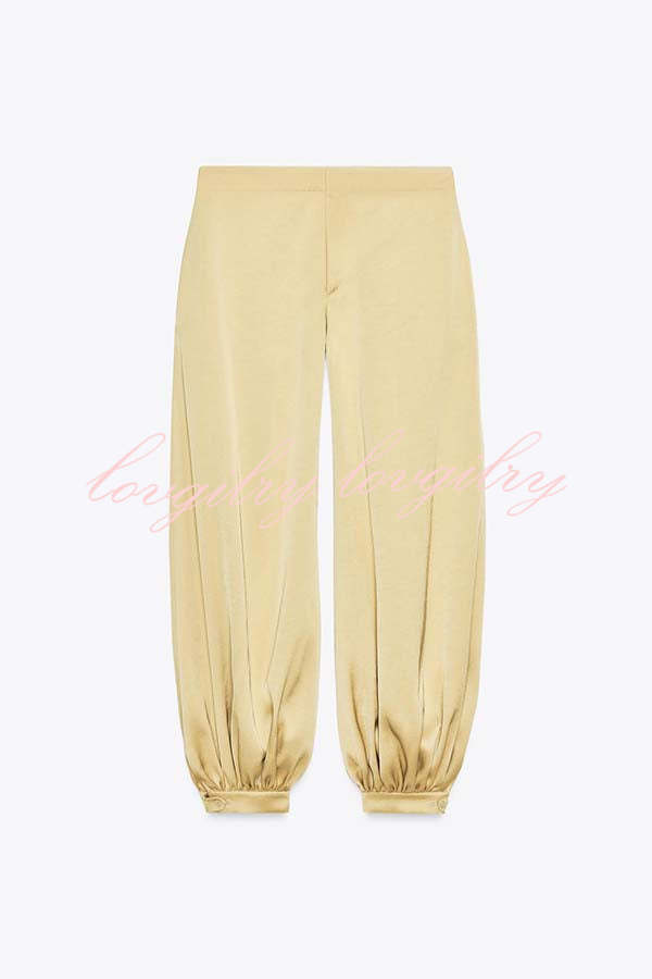 City Phantom Satin High Rise Pocket Aladdin Bloomers Pants