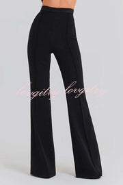 Women Power High Rise Side Zipper Flare Slim Fit Pants
